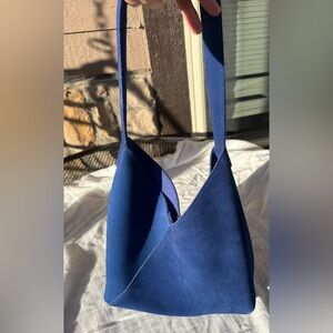 Portland Leather Goods Joni Blue suede Naomi shoulder bag